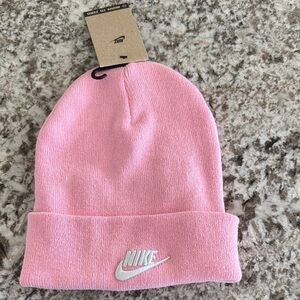 Nike Pink Beanie with White Logo